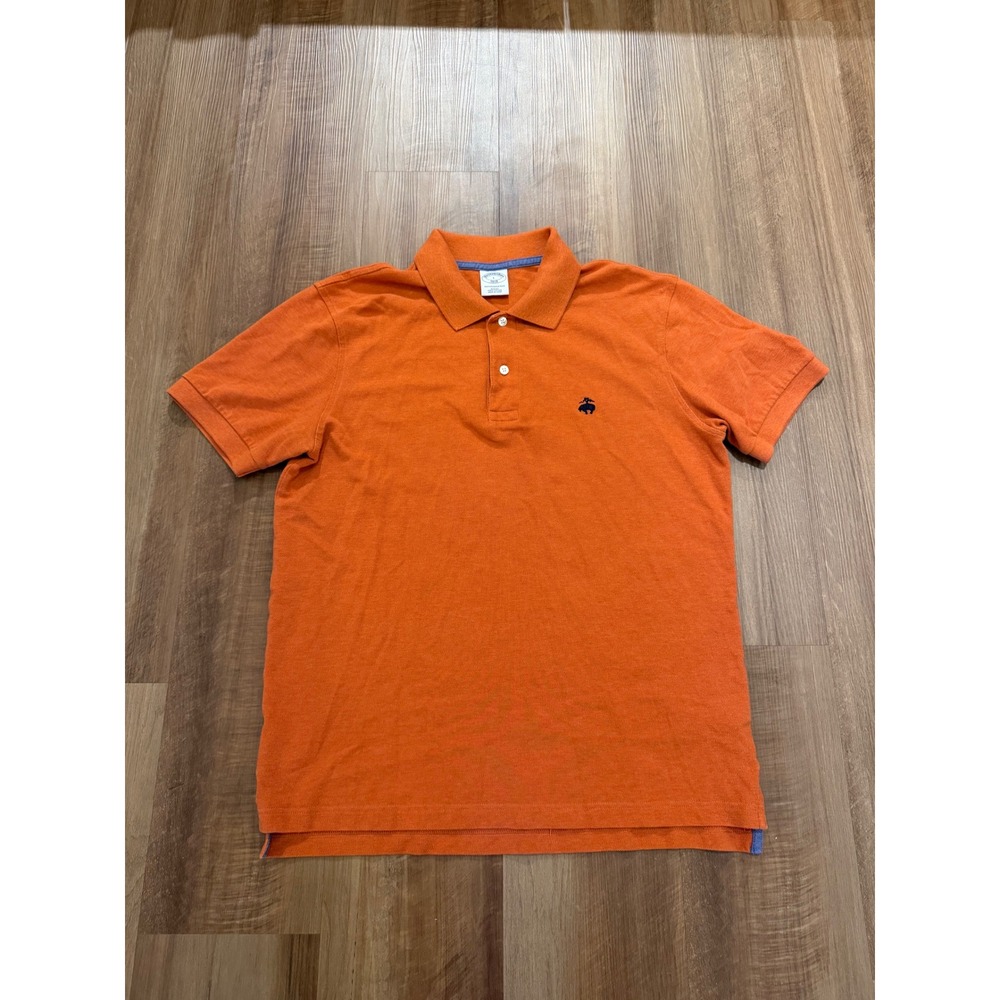 Brooks Brothers Performance Polo Mens L Orange Slim Fit Cotton Short Sleeve Logo